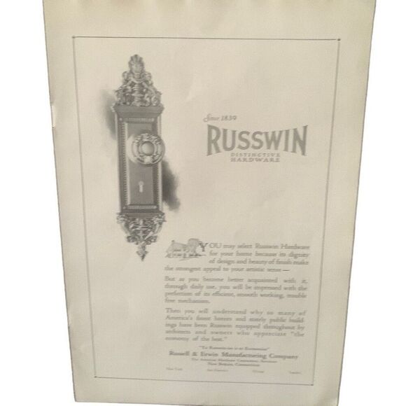 Vintage 1923 Russwin Hardware Russell Erwin Manufacturing Ad Advertisement - Picture 4 of 4